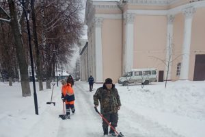 В Курске на борьбу со снегом вышли 300 дворников