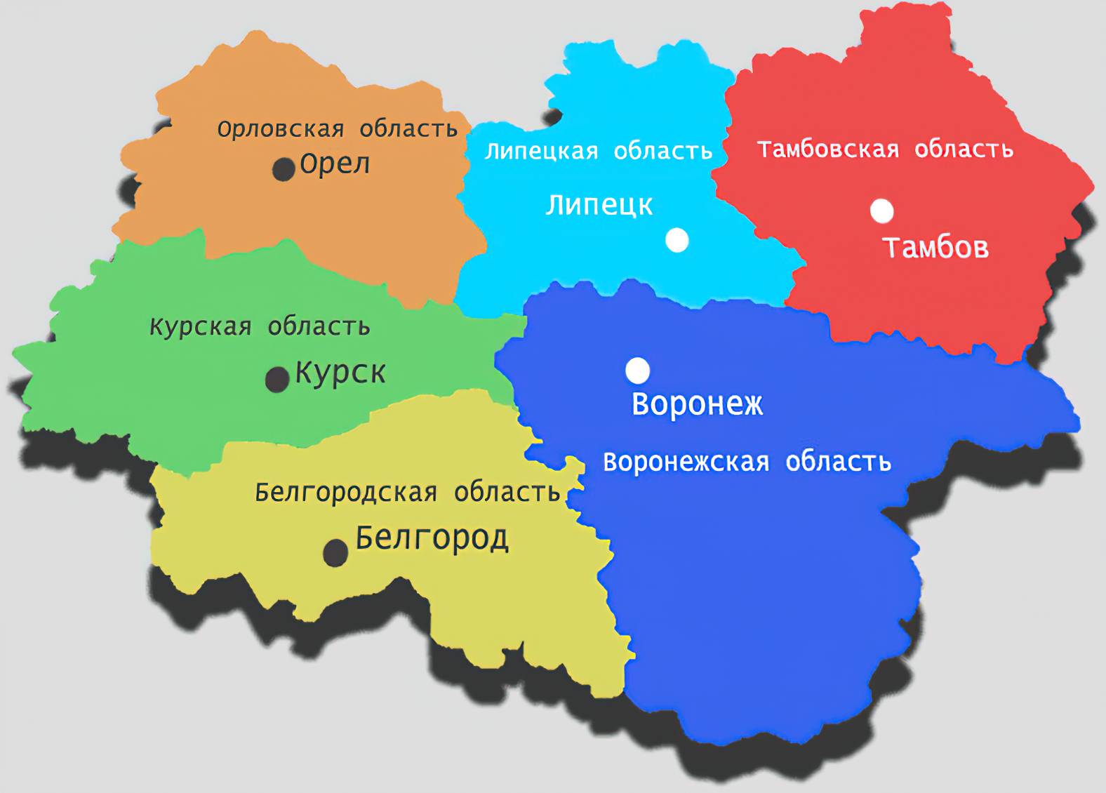 Центрально-Черноземный регион на карте России