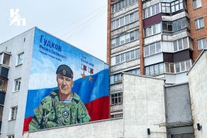 В Курске открыли мурал в память о дважды Герое РФ Михаиле Гудкове