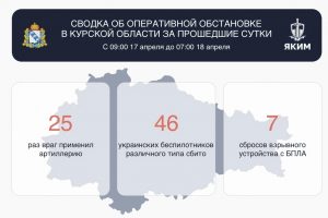46 украинских БПЛА сбито за сутки в Курской области
