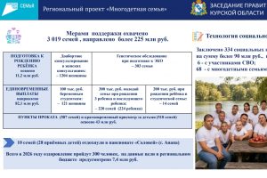 В Курской области на поддержку многодетных семей направили более 225 млн рублей