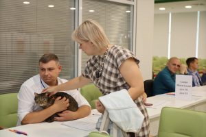 В Курске на избирательном участке голосующих встречает кот